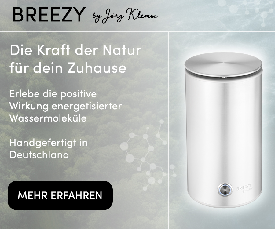 Breezy - Einatmen genügt – für mehr Leistungsfähigkeit, weniger Stress, einen erholsamen Schlaf und mehr. Erleben Sie jetzt die erstaunlichen Vorteile energetisierter Atemluft.